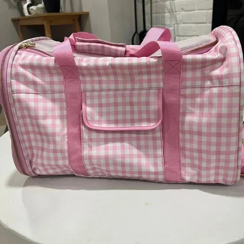 Stoney Clover x Target dog carrier pink gingham leash hook shoulder strap
